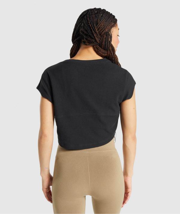 Damske Crop Top Gymshark Pause Čierne | ZL3198064